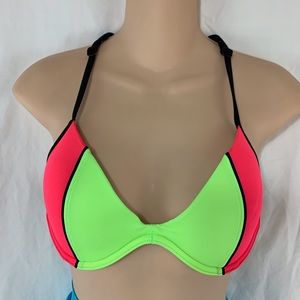 PINK Victoria’s Secret Swim Light Pad Underwire Caged Sides Bathing Suit Top M
